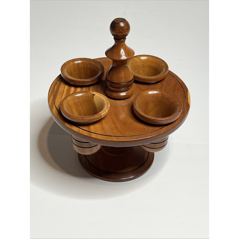 Vintage 19th Century Wooden Maple El Salvador Egg Cups and Holders Handmade